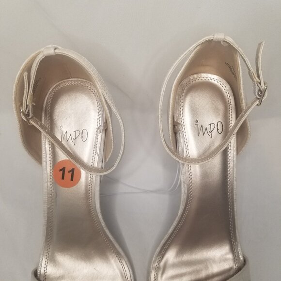 Impo Women 11M 3" High Heel Ankle Strap Open Toe Sandal Leopard Beige Ivory Shee - Picture 6 of 15